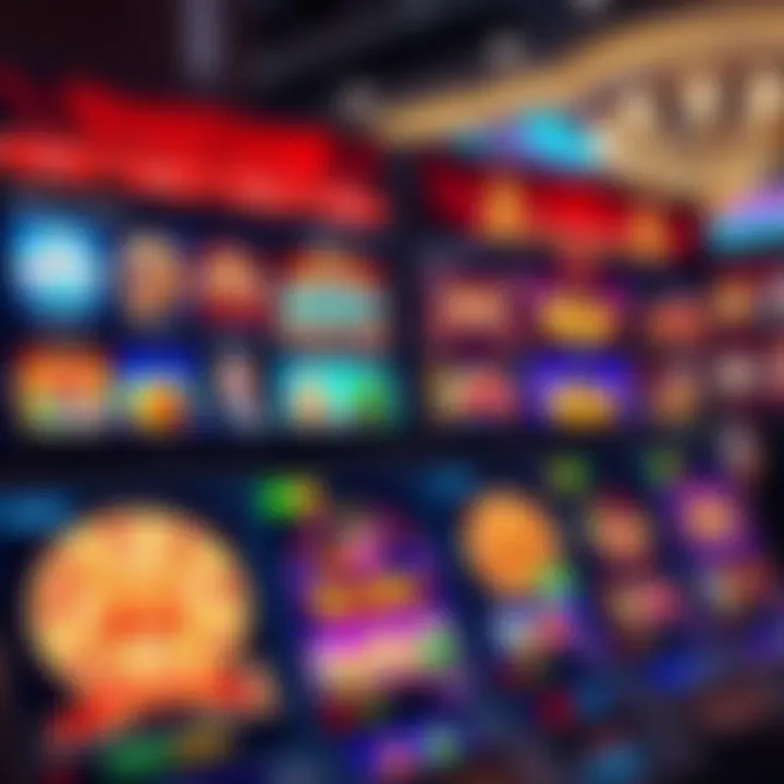 Colorful online casino interface displaying various game icons and options