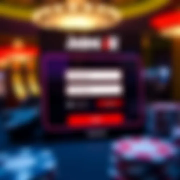 Secure login interface displaying password and username fields for Jackpot Jill Casino