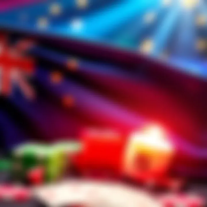 Digital graphic showing Australian flag with casino bonus symbols
