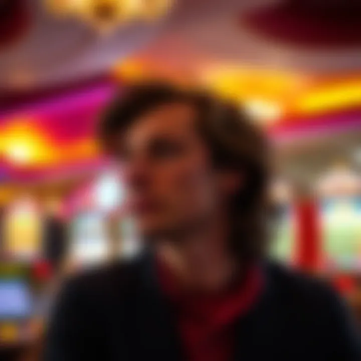 Lyrical Reflection on Gambling in Australia Illustration of a person reflecting deeply with Australian casino backdrop