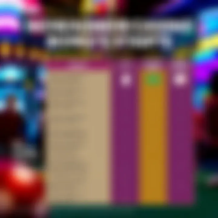 Comparison of Casino Bonus Offers and Important Terms Comparison chart illustrating different casino bonus offers and their key conditions