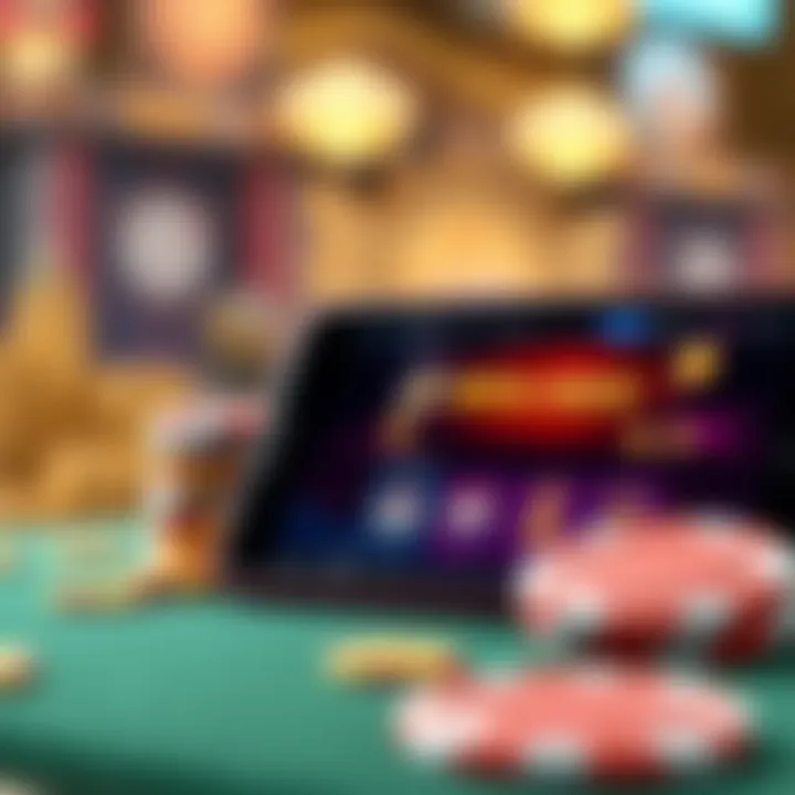 Illustration of a casino chip and a mobile device showing promotional rewards