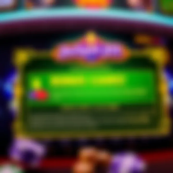 Illustration of a casino interface highlighting the bonus claim section with key terms visible