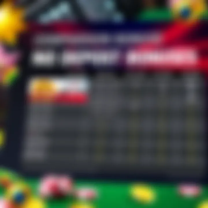 Comparison chart illustrating various casino bonuses highlighting Ricky Casino’s no deposit offer alongside other Aussie casino bonuses