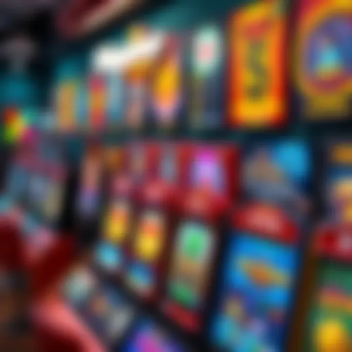 Colorful display of various online casino games with bright icons and reels