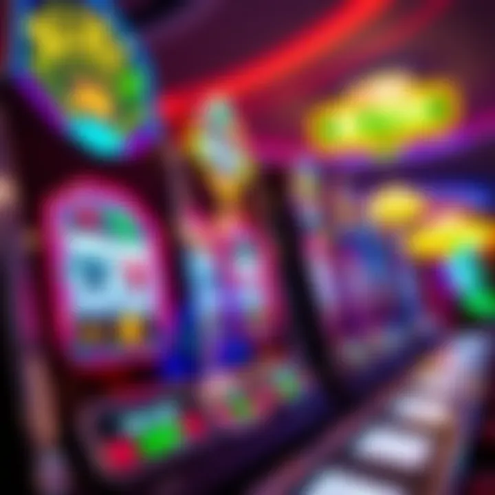 Vibrant Online Pokies Interface Colorful online pokies interface showcasing reels with various symbols and bright lights