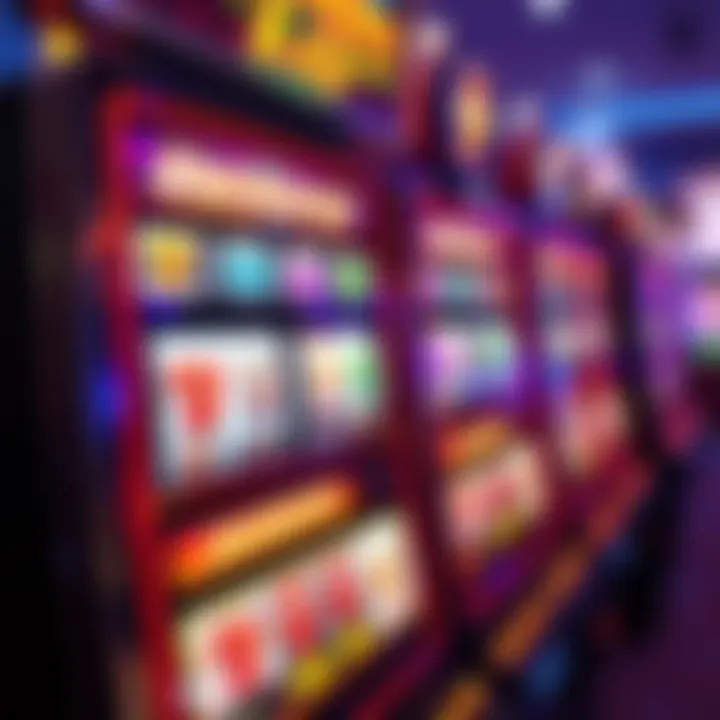Colorful digital slot machine reels displaying various symbols and a glowing jackpot display