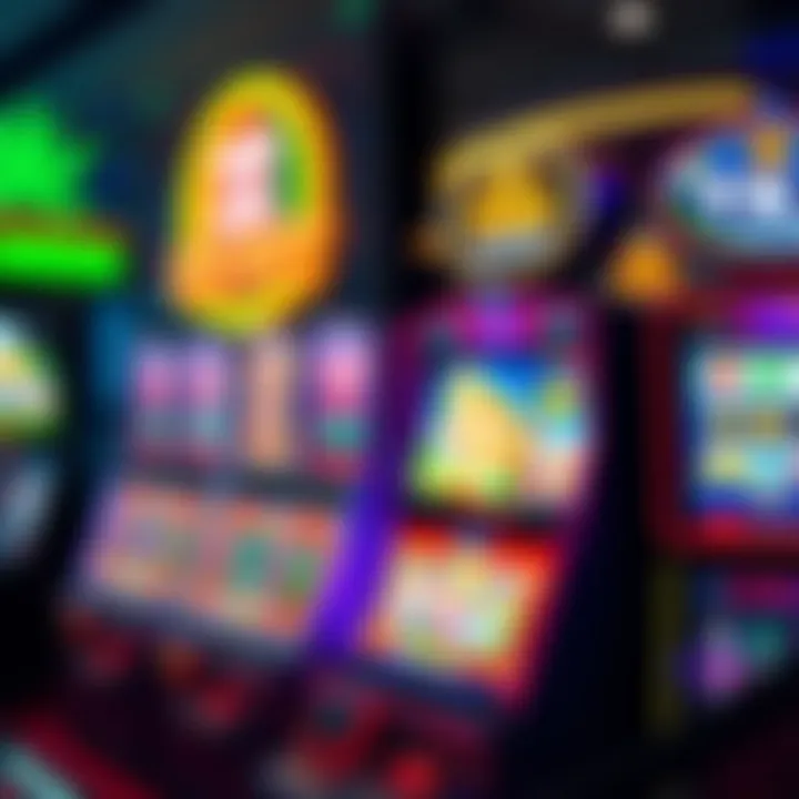 Colorful online casino games interface with various slot machine options and vibrant graphics
