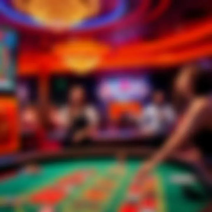 Live Casino Experience at Hellspin Online Casino Bright and dynamic live casino table with dealer and engaging game environment