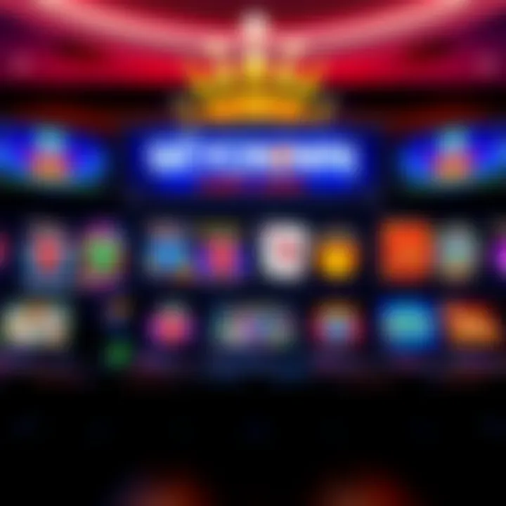 Vibrant casino interface showcasing a variety of slot machines and card games
