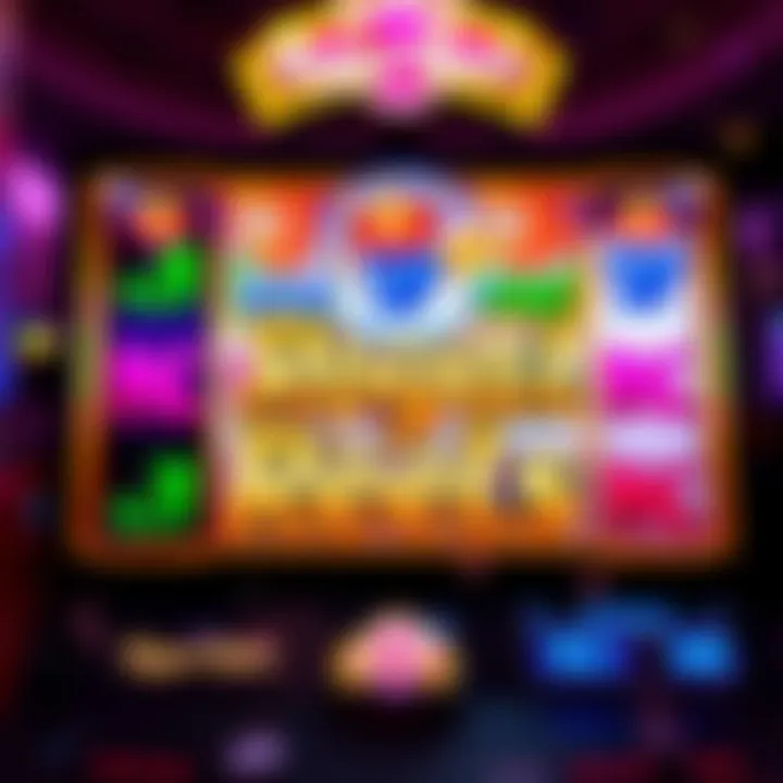 Colorful online slot game interface highlighting reels and symbols