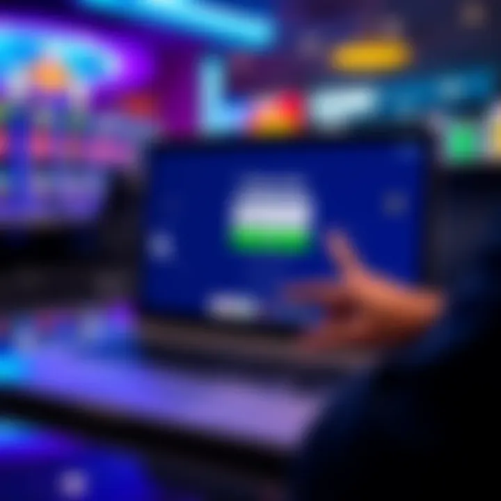 User logging into Pokies Net platform on a laptop screen