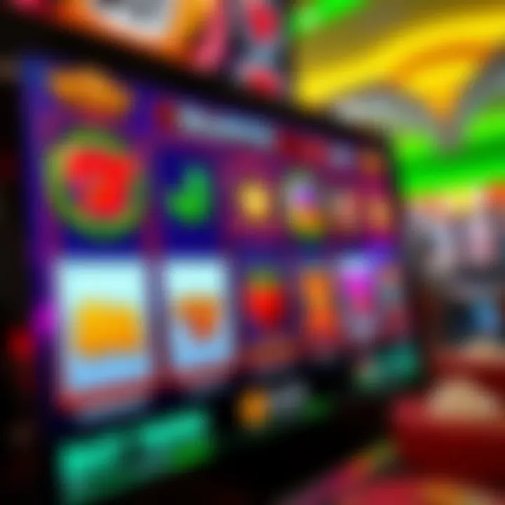 Colorful online pokies interface displaying reels with various symbols and bonus features