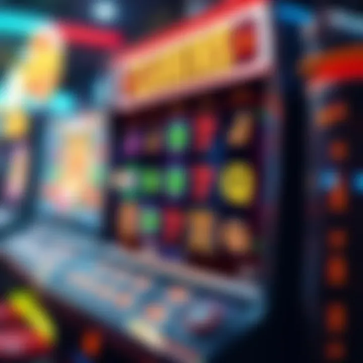 Illustration of a digital slot machine screen highlighting key gameplay elements and winning combinations