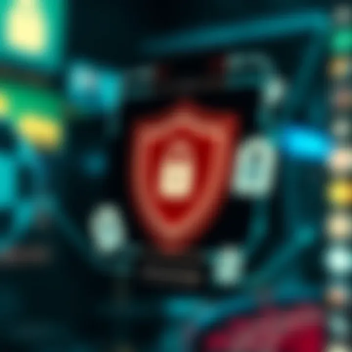 Secure login protection with digital shield and padlock icons