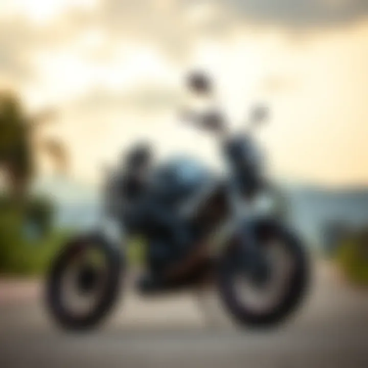 Compact motorbike with sleek design parked on a scenic road