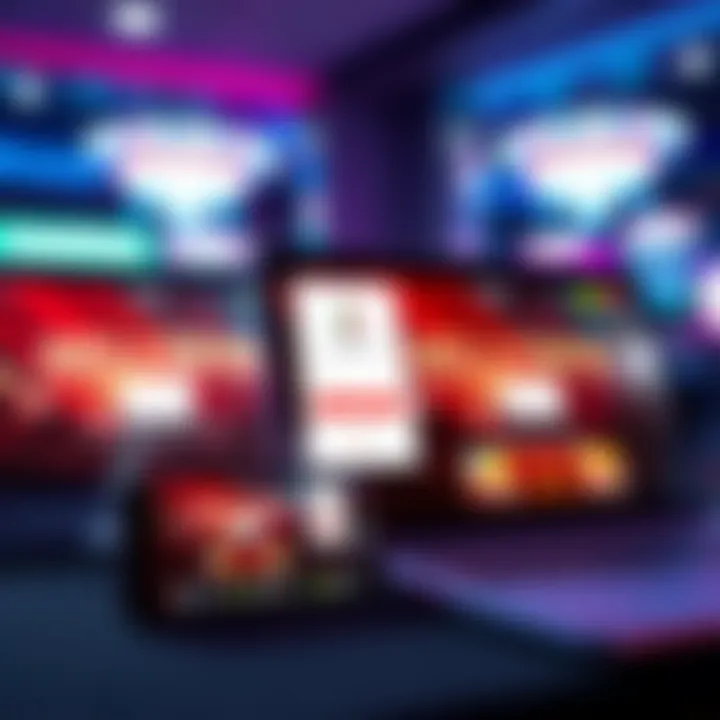 Multiple devices including smartphone and laptop displaying Hellspin platform login compatibility