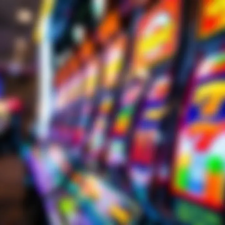 Australian Pokie Machine with Vibrant Reels Close-up of a colorful Australian pokie machine displaying various symbols on spinning reels