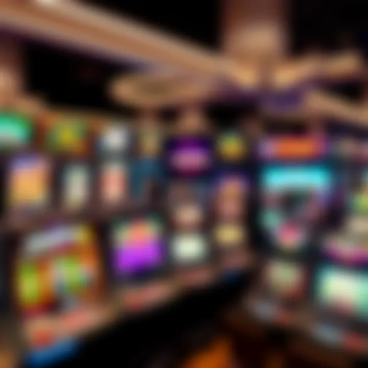 Illustration showing a variety of casino games on digital screens including slots and card games