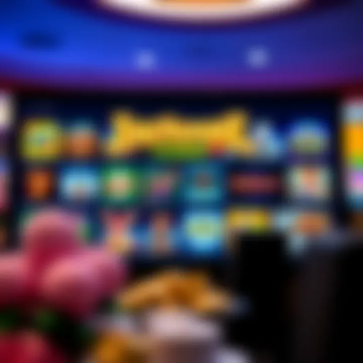 Colorful online casino interface showcasing various pokies and table games
