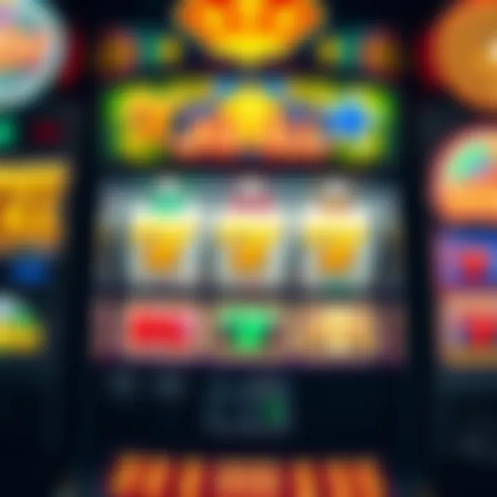 Slot machine reels with jackpot symbols and bright lights