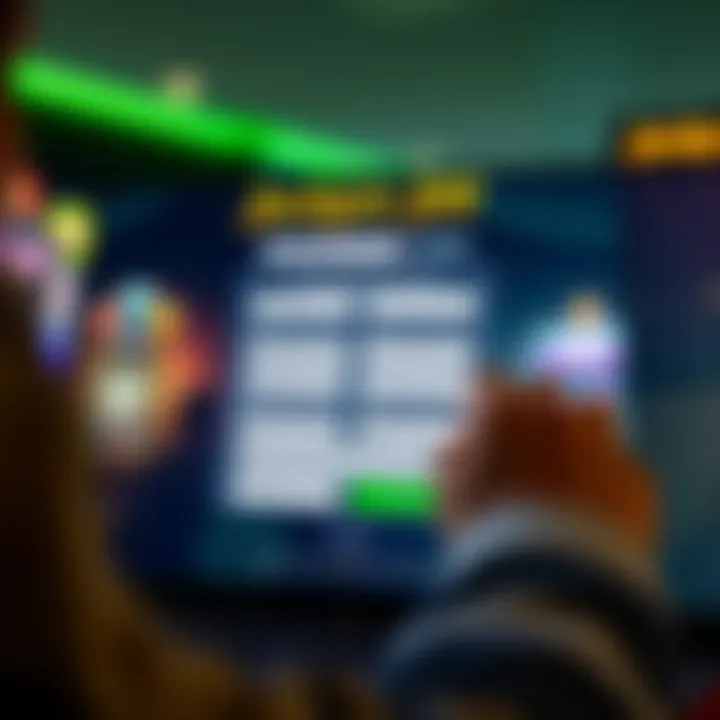 User entering details on an online registration form for an online gaming platform