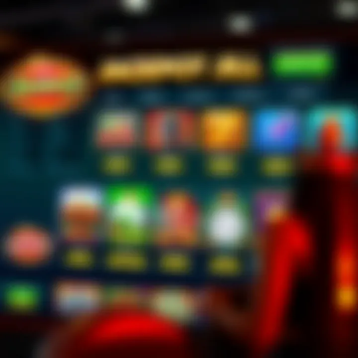 Illustration of a digital casino interface highlighting bonus features and game options