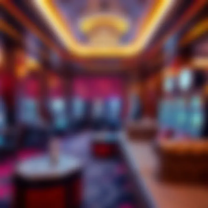 Luxurious casino lounge area with plush seating and pokies machines