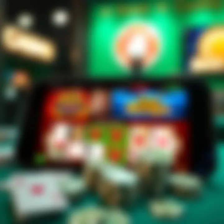 Popular Online Casino Games in Australia Colorful online casino interface displaying popular card and slot games on a digital device