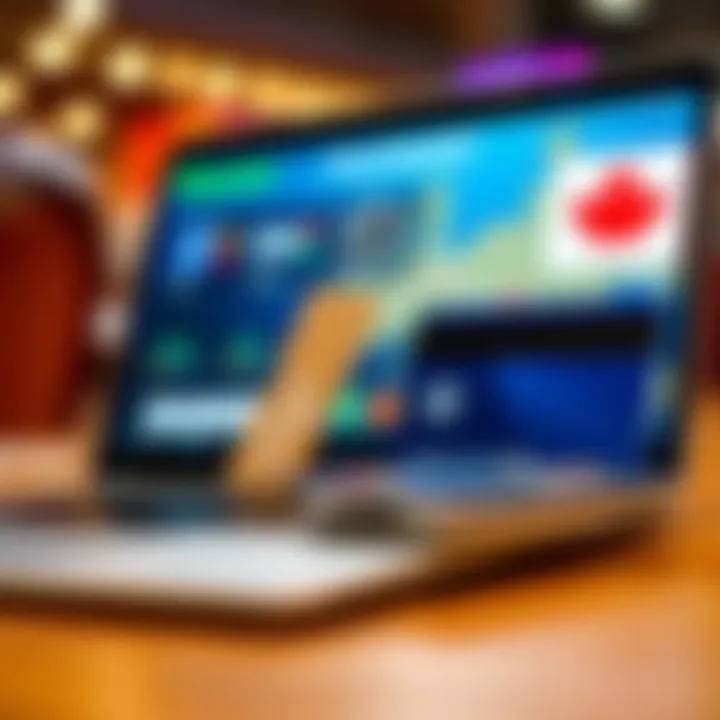 Digital payment methods including credit cards and e-wallets displayed on a laptop