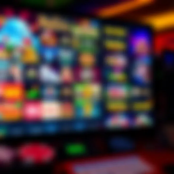 Colorful array of online casino games displayed on a digital screen