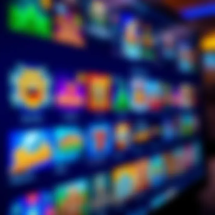 Colorful selection of online casino game icons on a digital interface