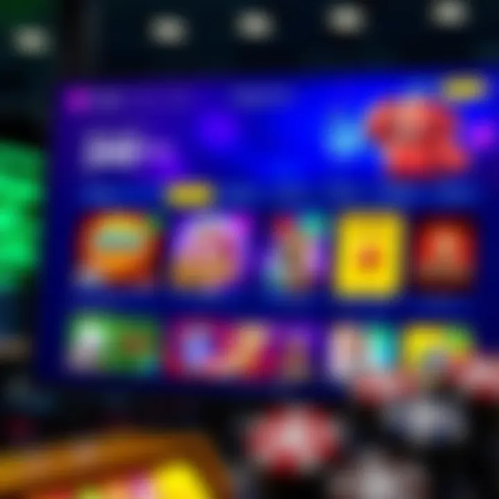 Colorful online casino interface showcasing game selection and bonus offers