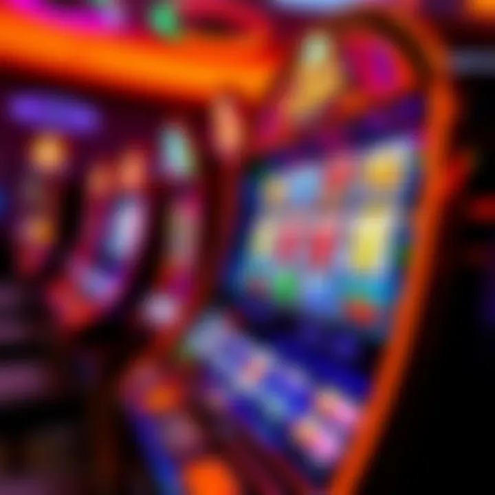 Colorful casino slot machine interface with vibrant symbols and spinning reels