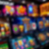 Online casino interface displaying a variety of slot games with vibrant graphics