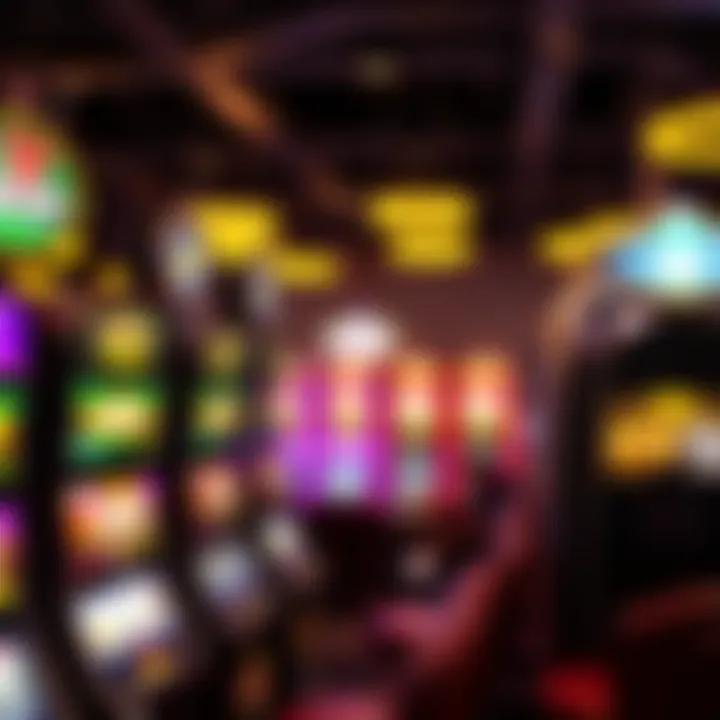 Electronic Gaming Machines in Casino Environment Rows of electronic gaming machines illuminated in a casino setting