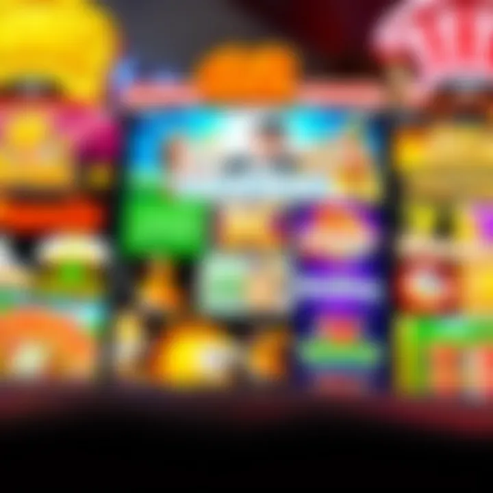 Colorful online pokies interface showing diverse game themes and vibrant graphics