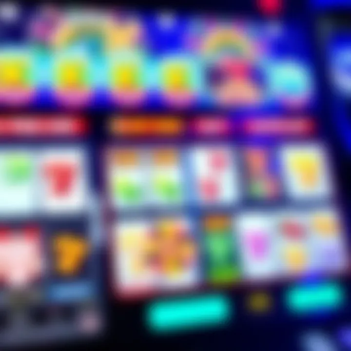 Digital interface of an online slot machine featuring colorful reels and symbols with a spinning animation