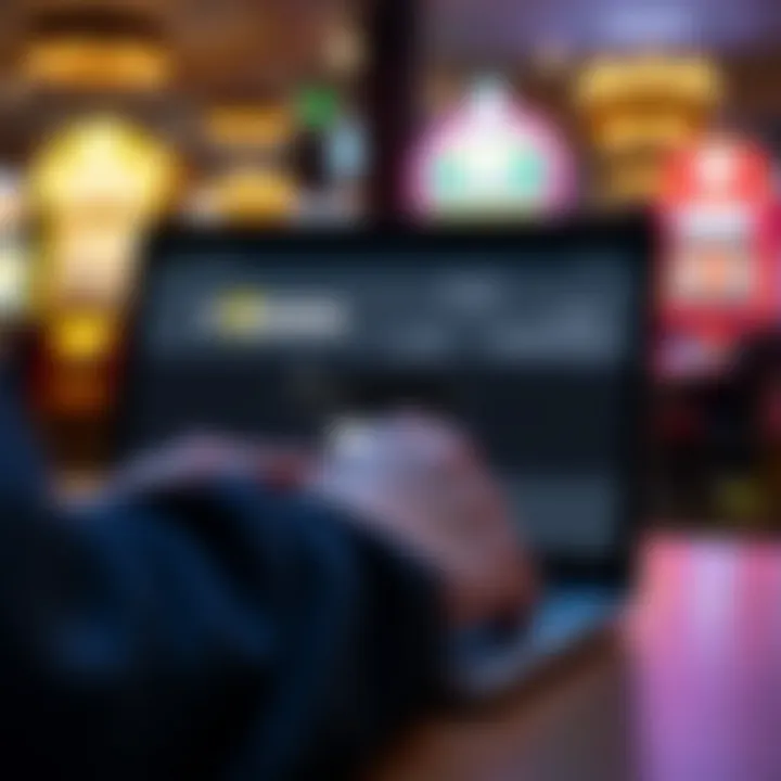 User entering login credentials on Pokies 84.net platform on a laptop screen