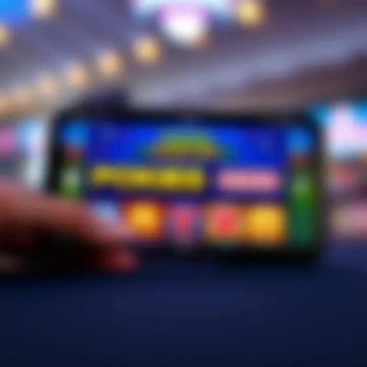 Mobile device displaying the Pokies Net app interface with colorful slot game icons