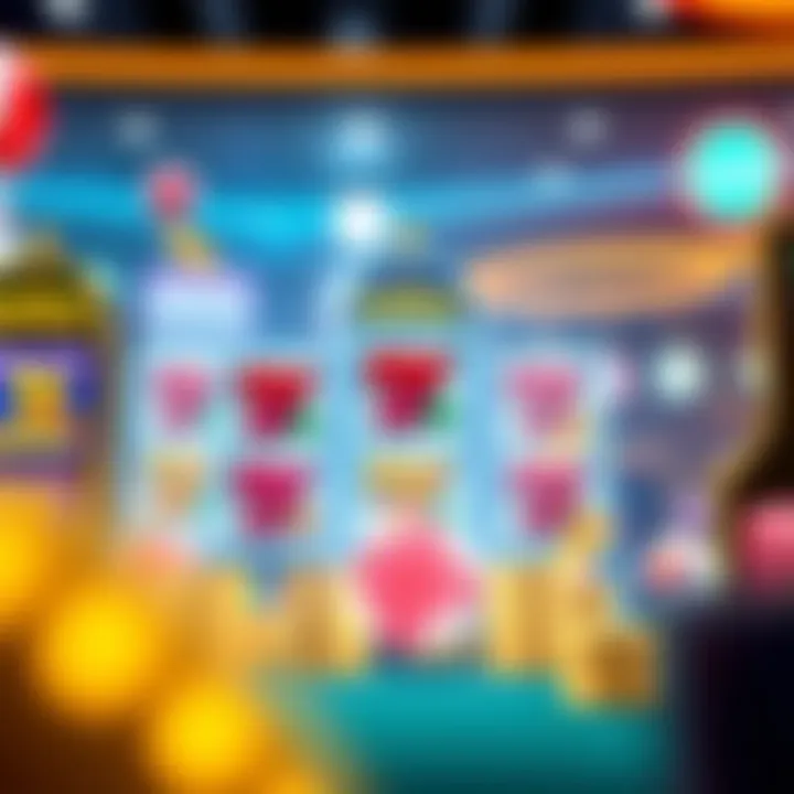 Illustration of various online pokies with bonus icons