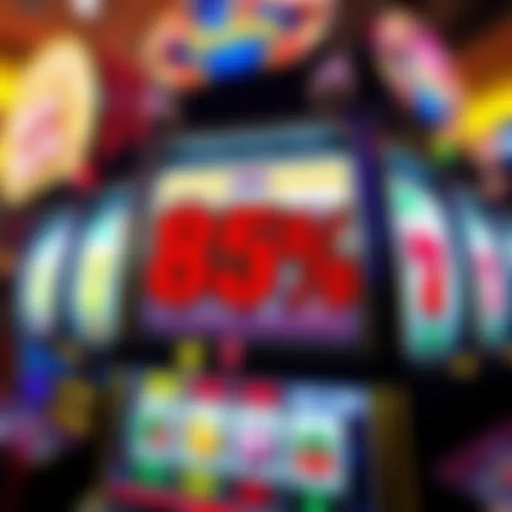 Illustration of a slot machine displaying various symbols with a focus on payout percentages