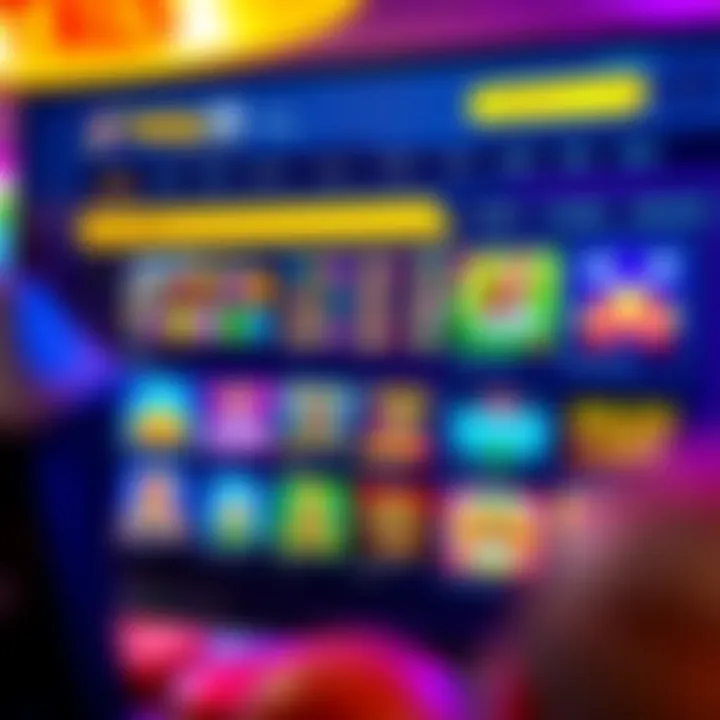 Colorful game selection screen highlighting popular pokies games and user navigation features