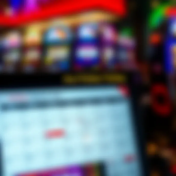 Calendar marked with highlighted dates indicating special days and holiday restrictions for pokies venues