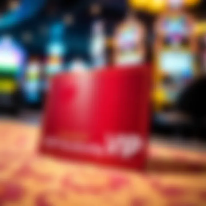 Close-up of a VIP membership card on a casino table with pokies in the background