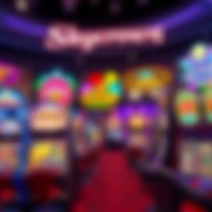 Colorful online casino game selection with vibrant slot machines and card games