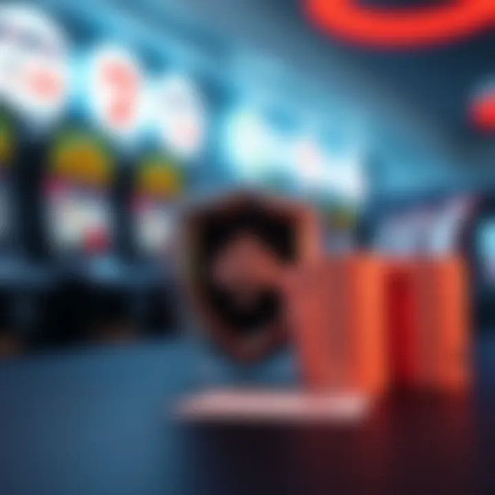 Safe and responsible gaming concept with a digital shield and playing cards symbolizing secure play