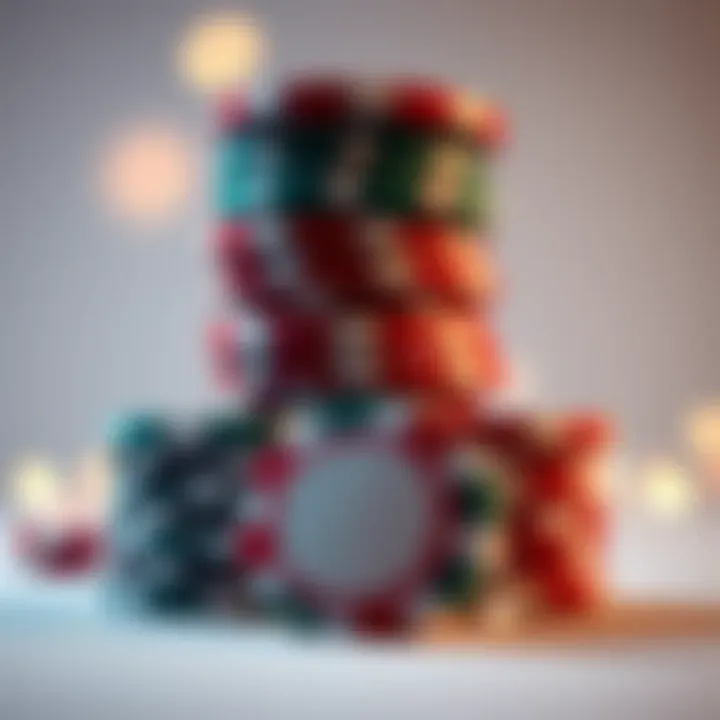 Different Types of Bonuses Available at Ricky Casino Stacked casino chips with sparkling effects representing various bonus types at Ricky Casino