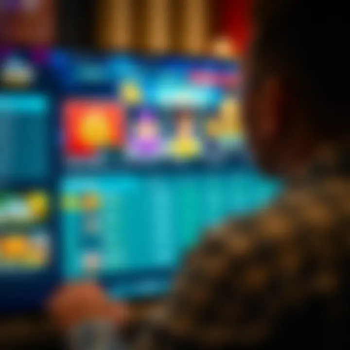 User navigating casino website dashboard featuring account management and game options