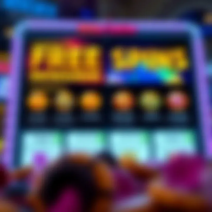 Graphic showing free spins rewards and game icons highlighting benefits of no deposit bonuses at an online casino
